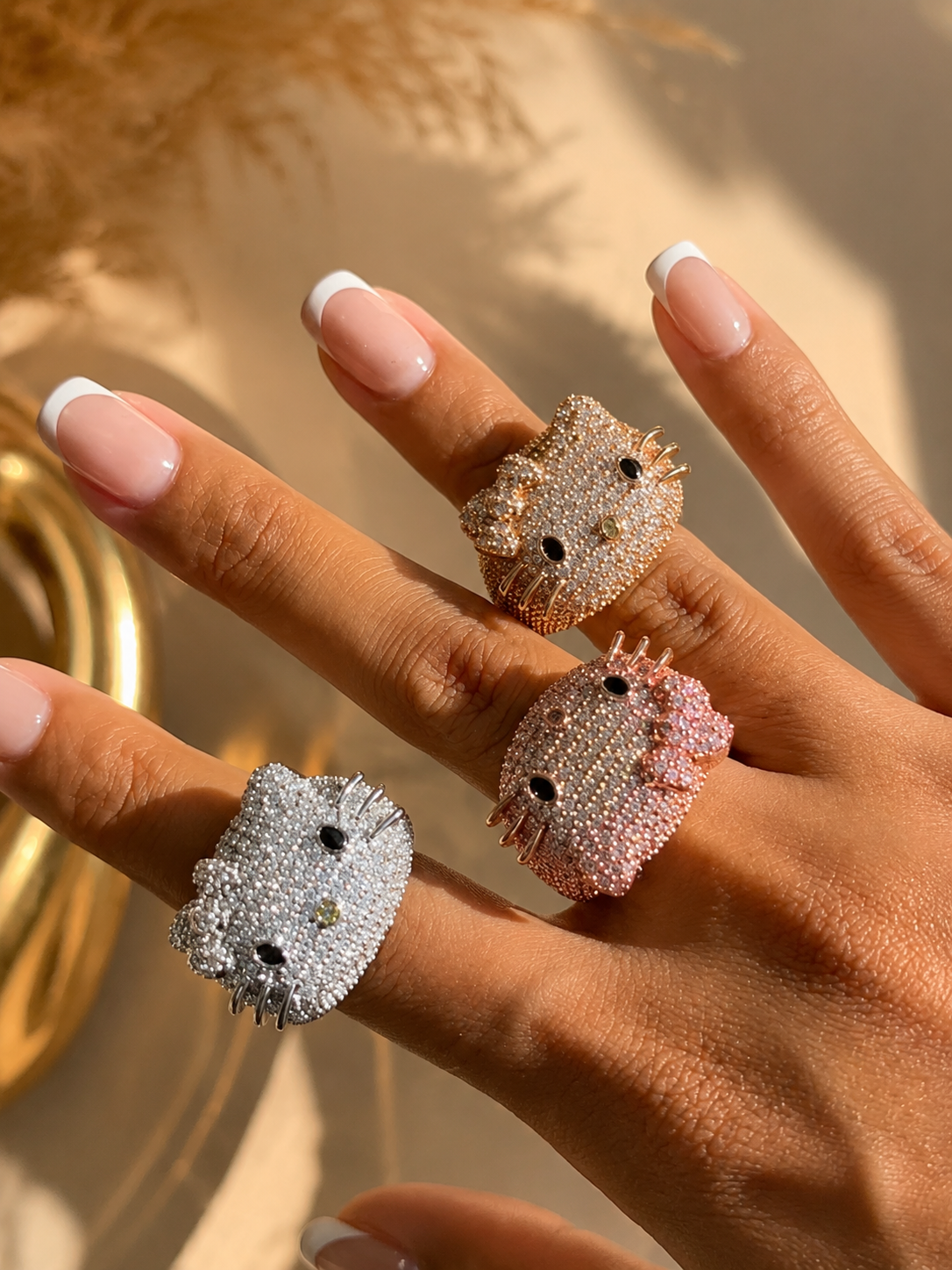 Kitty Cat Ring, CZ Gold