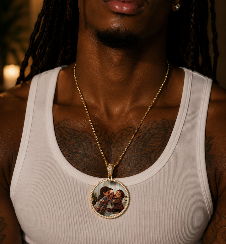 Circle Photo Pendant Necklace