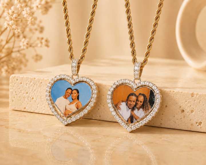 Double-Sided Heart-Shaped Photo Pendant