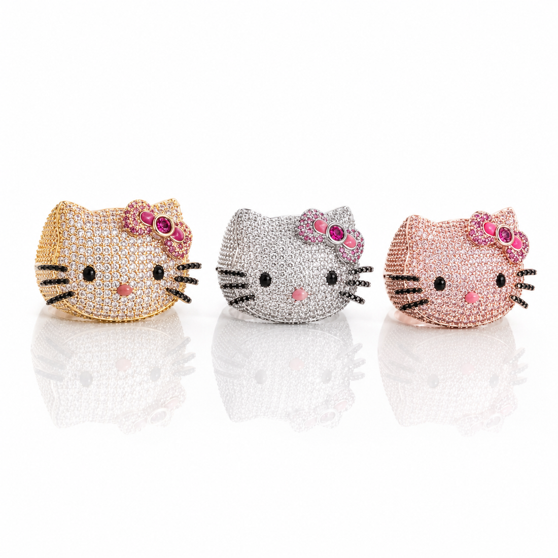 Kitty Cat Ring, CZ Gold