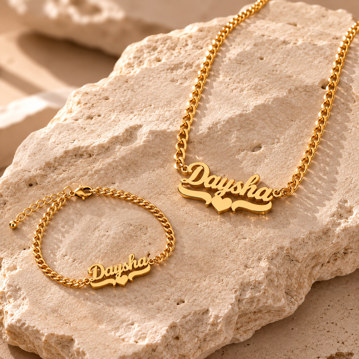 Custom Name Necklace & Bracelet Set
