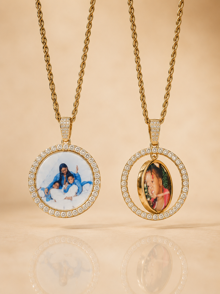 Double-Sided Circle Photo Pendant