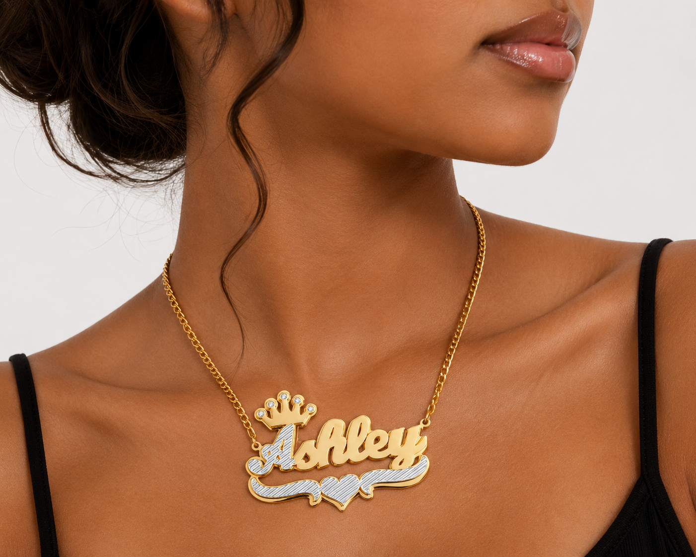 Crown Name Necklace, Two-Tone