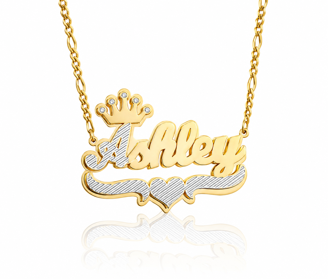 Crown Name Necklace, Two-Tone