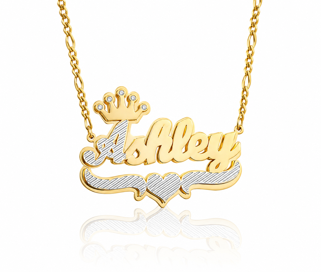 Crown Name Necklace, Two-Tone