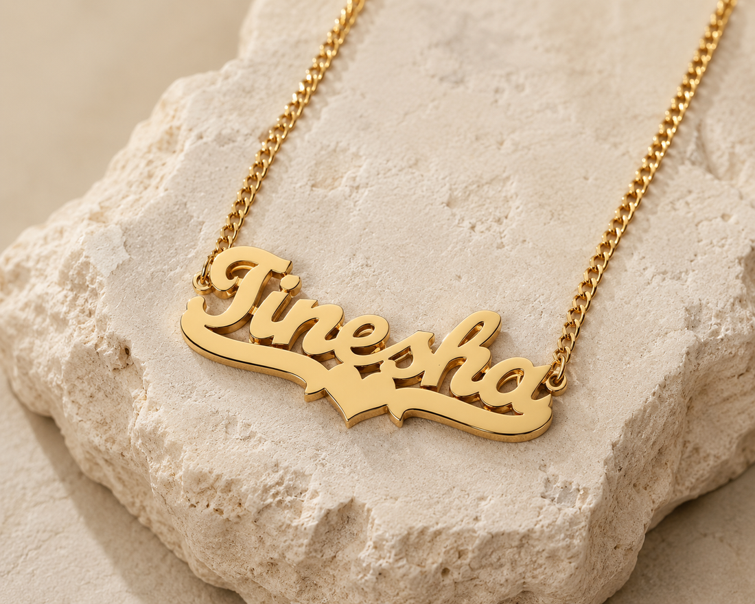 Double Layer Heart Name Necklace