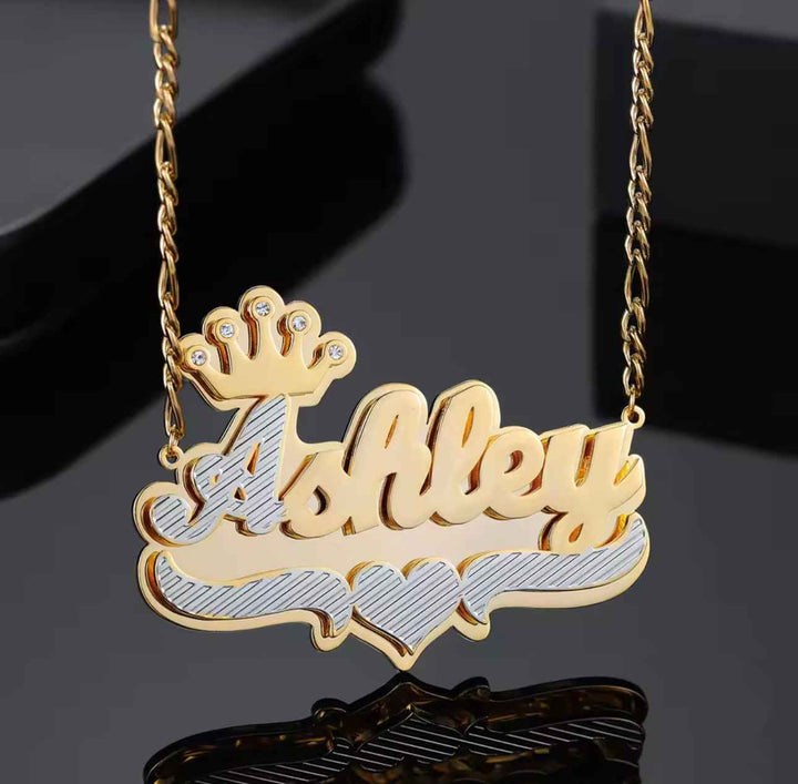 Double Layer Two Tone Crown Pendant Necklace - MeekslxCollection