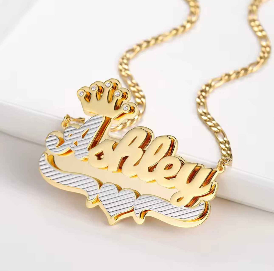 Double Layer Two Tone Crown Pendant Necklace - MeekslxCollection