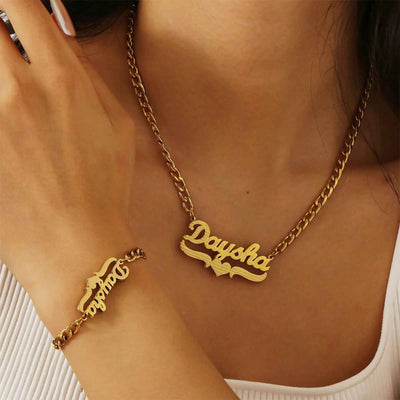 Double Plated Name Set – Necklace & Bracelet