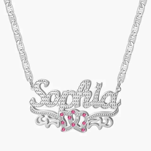 Double Plated Heart Duo Name Necklace – Clip Chain - MeekslxCollection