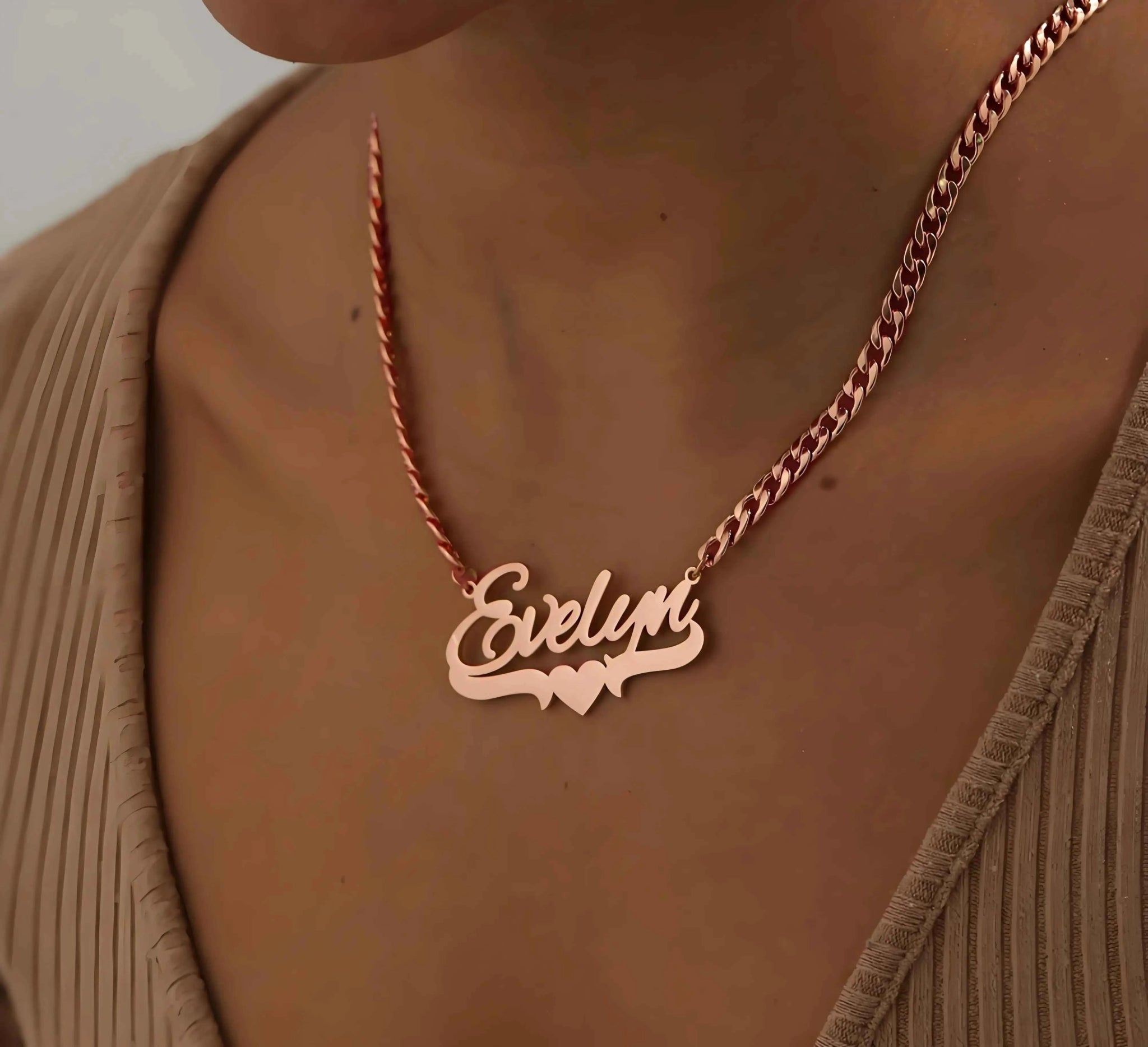 Double Plated Heart Name Necklace – Cuban Chain - MeekslxCollection