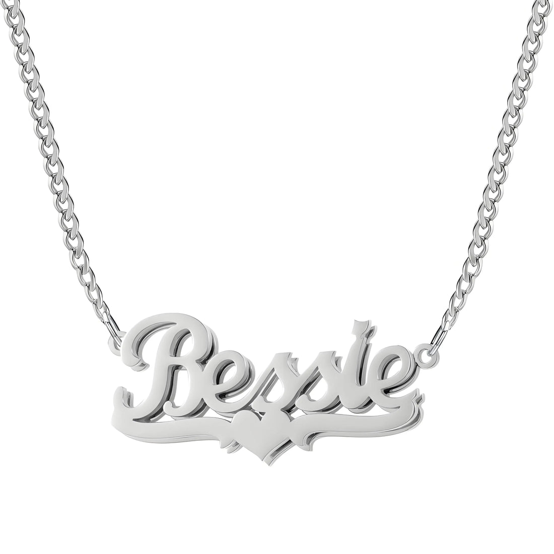 Double Plated Heart Name Necklace – Cuban Chain - MeekslxCollection