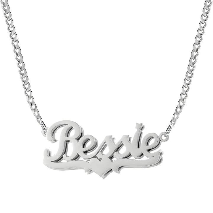Double Plated Heart Name Necklace – Cuban Chain - MeekslxCollection