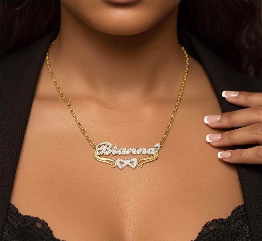 Double Plated heart Name Necklace - MeekslxCollection