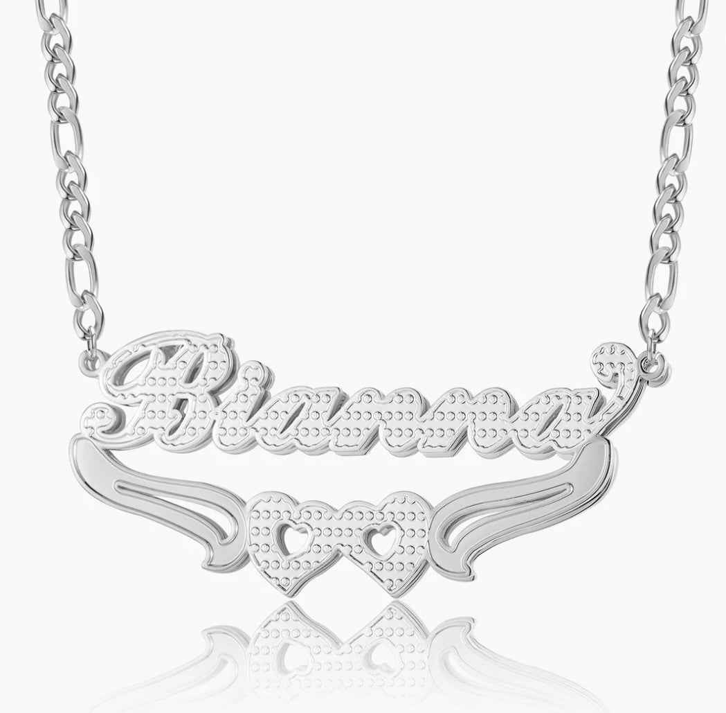 Double Plated heart Name Necklace - MeekslxCollection