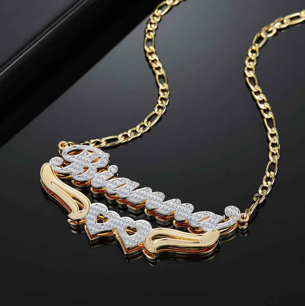 Double Plated heart Name Necklace - MeekslxCollection