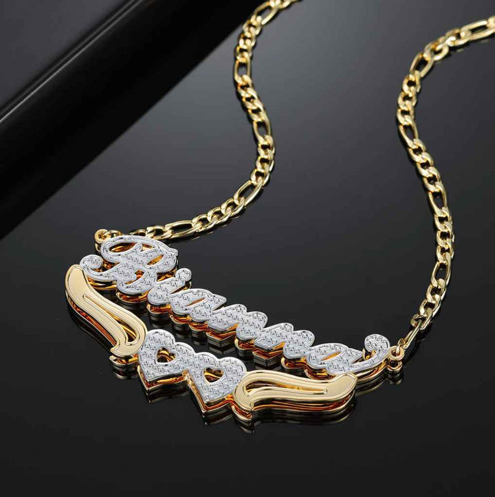 Double Plated heart Name Necklace - MeekslxCollection
