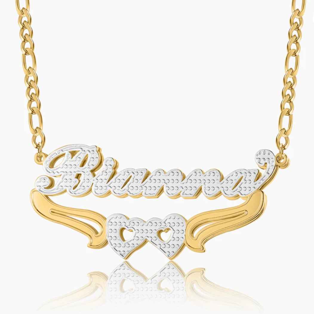 Double Plated heart Name Necklace - MeekslxCollection