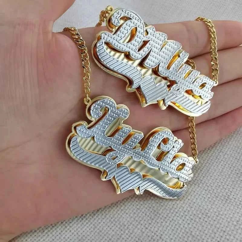 Double Plated Pop Heart Name Necklace - MeekslxCollection