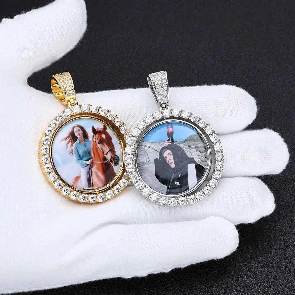 Double-Sided Circle Photo Pendant