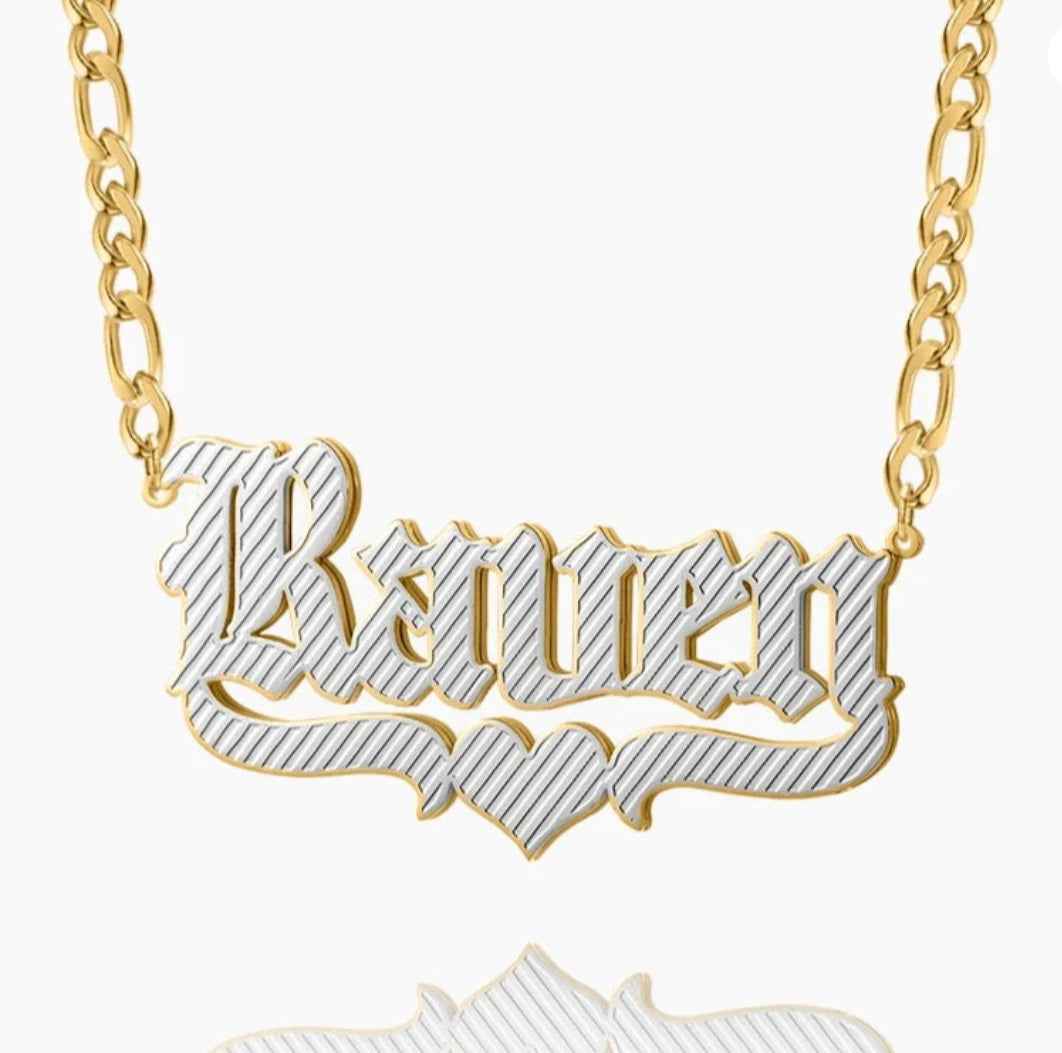 Figaro Chain Gothic Name Pendant Necklace - MeekslxCollection