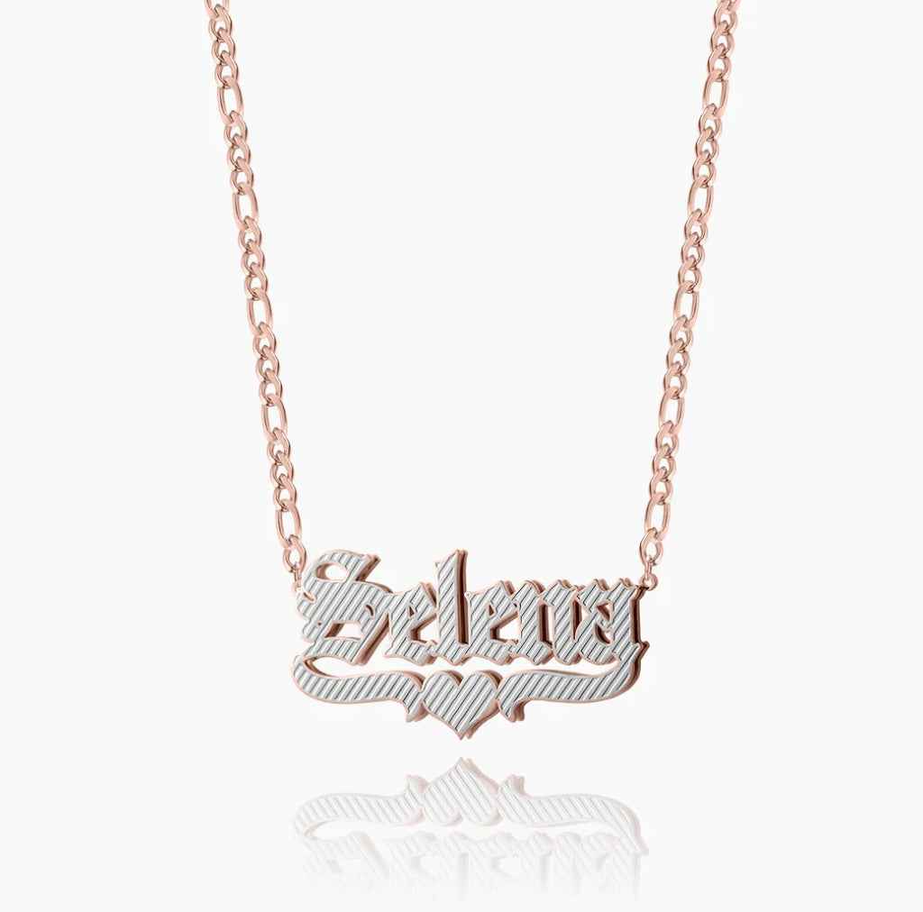 Figaro Chain Gothic Name Pendant Necklace - MeekslxCollection