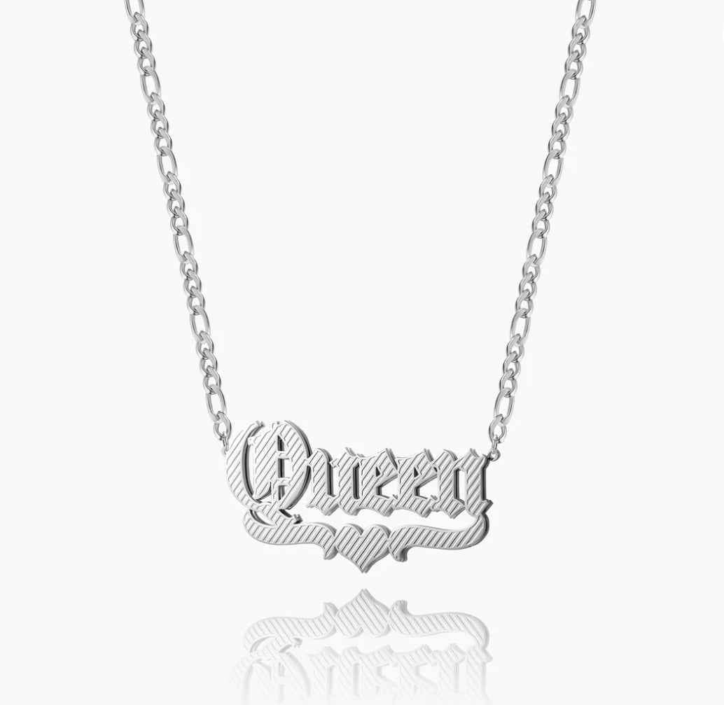 Figaro Chain Gothic Name Pendant Necklace - MeekslxCollection