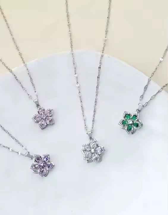 Rotating flower necklace