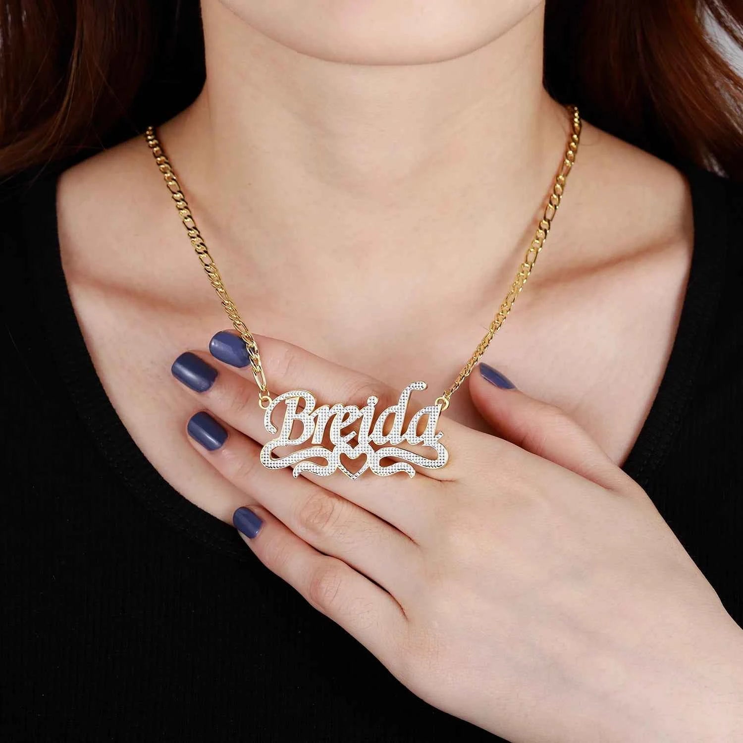 Twin Heart Name Pendant Necklace - MeekslxCollection